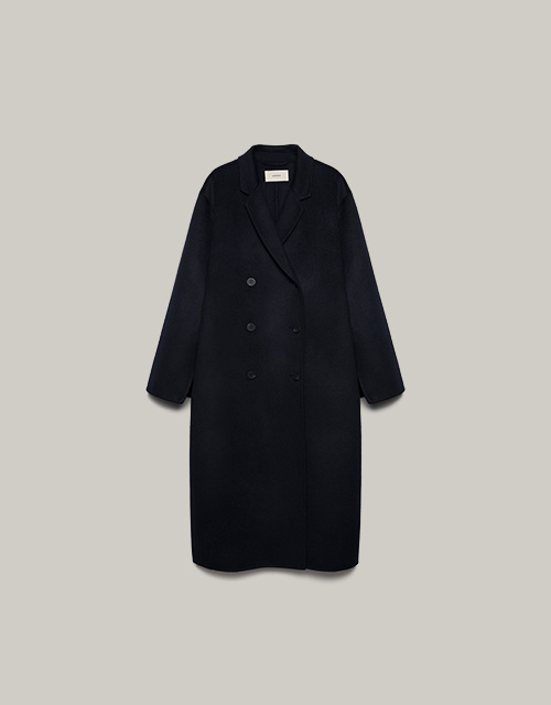 3차 Plain double coat (navy)